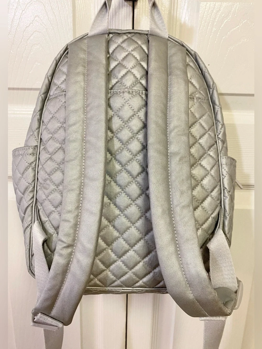 Vera Bradley Women's Signature Cotton Small Backpack Bookbag | Silver Pearl NWOT